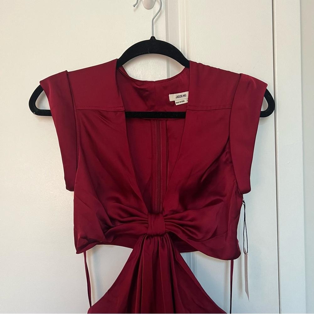 NWT Jason Wu Maroon Holiday Dress with Cut Outs - Picture 5 of 7